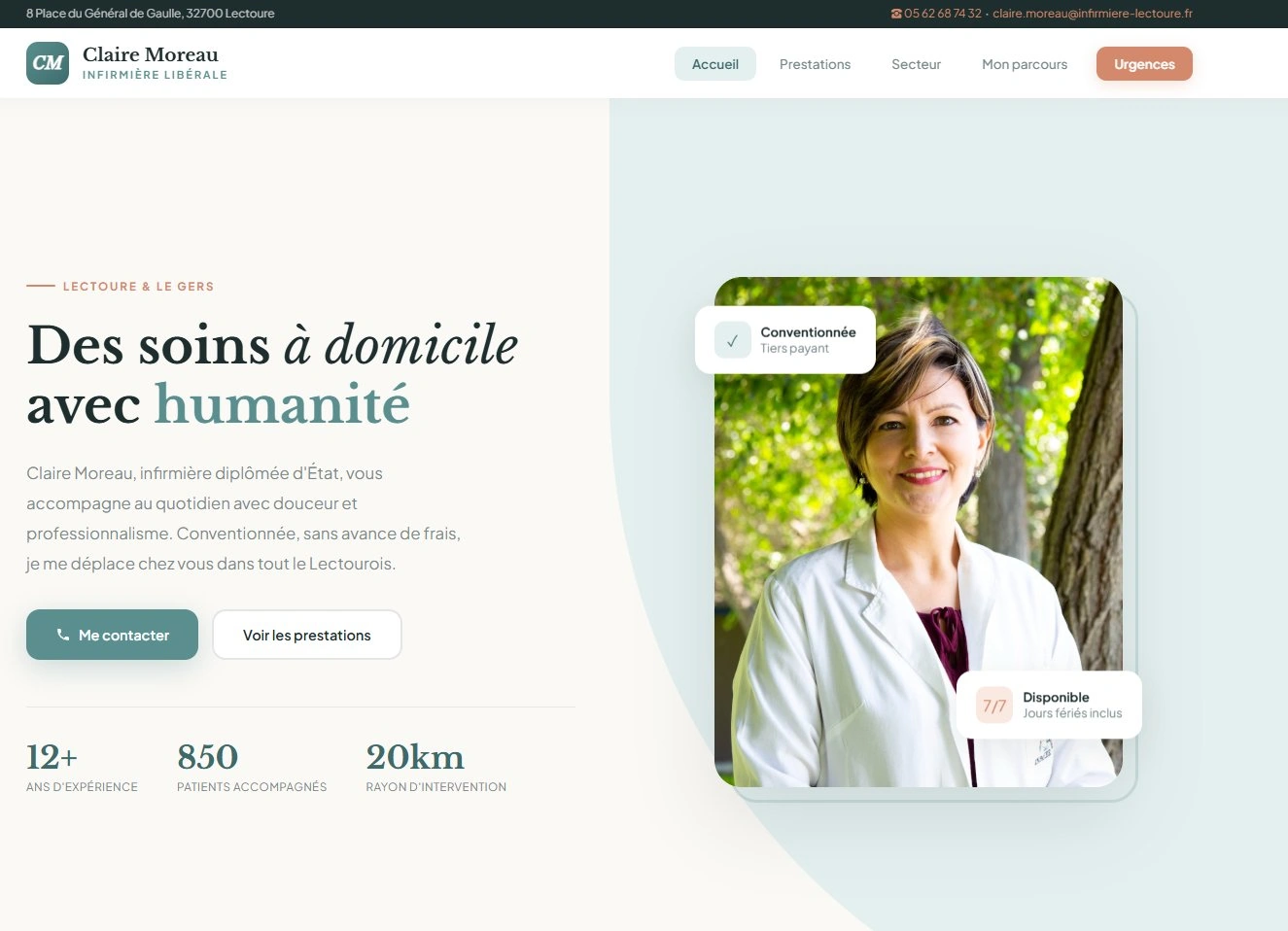 Site web enfermeiro liberal — página serviços